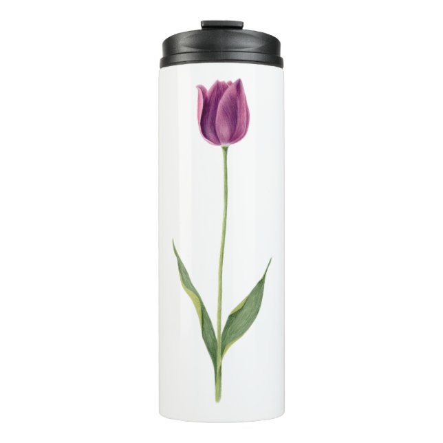 Termo Tulipán Morado Elegante Personalizado (Anverso)