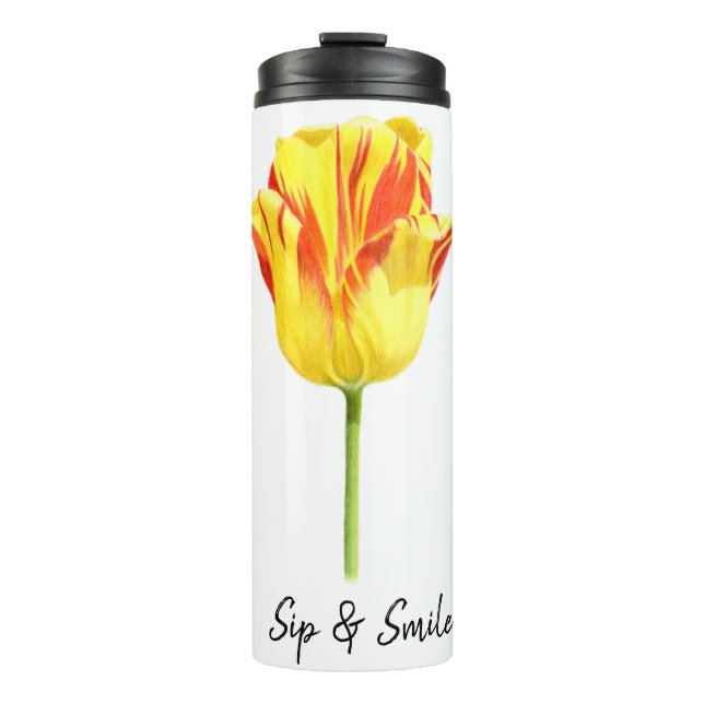 Termo Tulipán rojo y amarillo personalizado (Anverso)