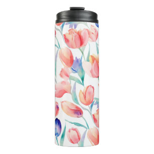 Termo Tulipano de color de agua Tulipano de patrón térmi