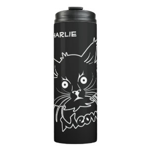 Termo Tumblador de nombre personalizado de gato negro