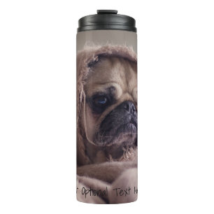 Termo Tumblador de texto de personalizado de pug lindo y