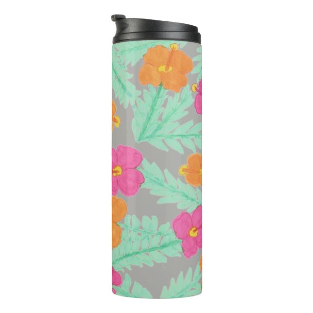 Termo Tumblador del patrón del hibiscus tropical (Rotado hacia la derecha)