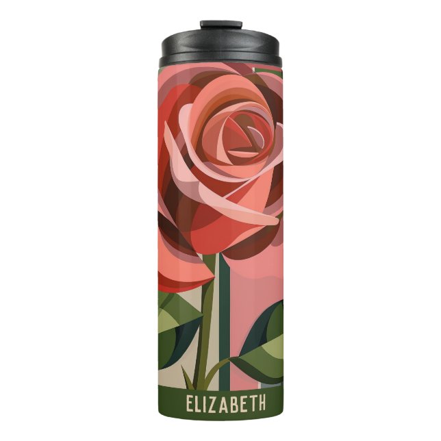 Termo Tumblador floral monograma de flor suave (Anverso)