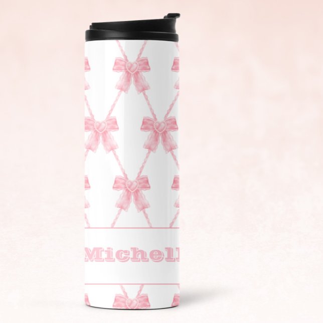 Termo Tumblador termal Coquette Preppy Pink Bow (Subido por el creador)