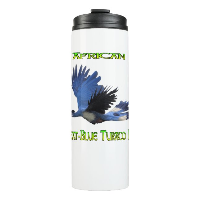 Termo Tumblador termal de ave azul turaco grande african (Anverso)