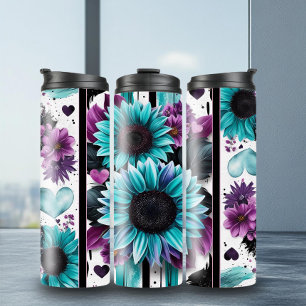 Termo Tumblador termal de girasol violeta Verde azulado 