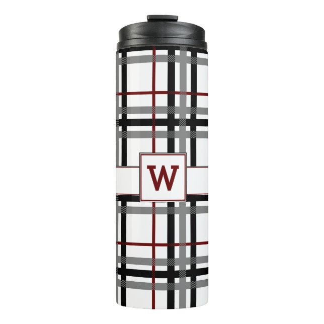 Termo Tumblador termal negro blanco y rojo (Anverso)