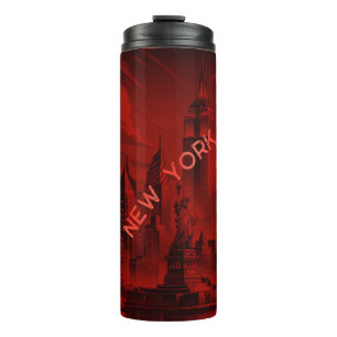 Termo Tumblador termal rojo negro de Nueva York
