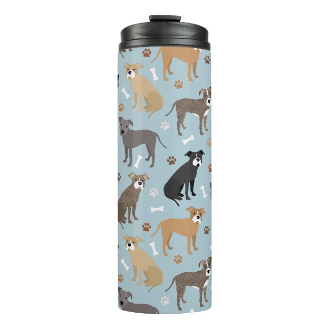 Termo Tumblador térmico con patas Pitbull y huesos (Anverso)