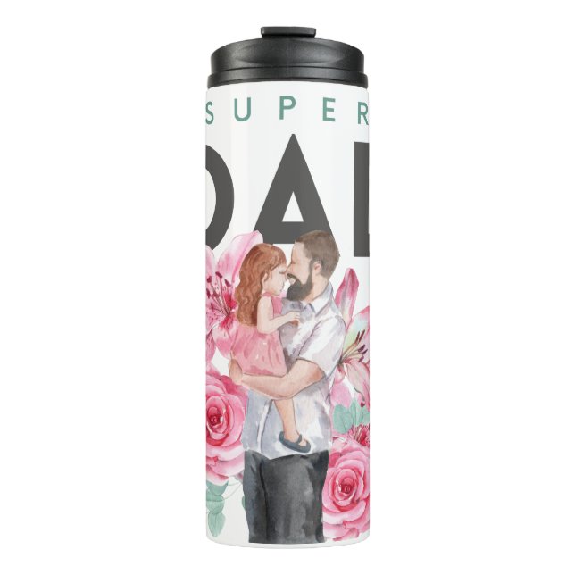Termo Tumblador térmico de acuarela floral de Super Dad (Anverso)