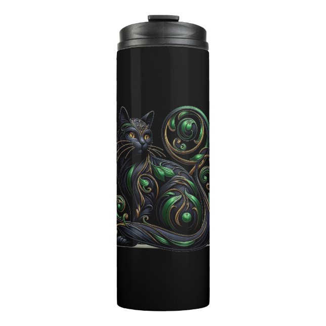 Termo Tumblador térmico de gato negro de Art Nouveau (Anverso)
