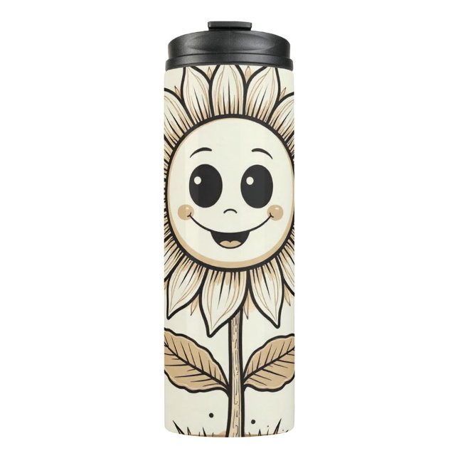 Termo Tumblador térmico de girasol personalizado (The sunflower features a smiling face!)