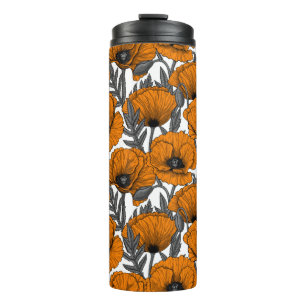 Termo Tumblador térmico de naranja de amapolas