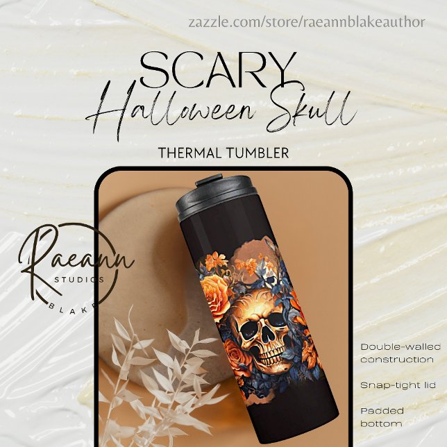 Termo Tumblador térmico del cráneo de Halloween atemoriz (Subido por el creador)