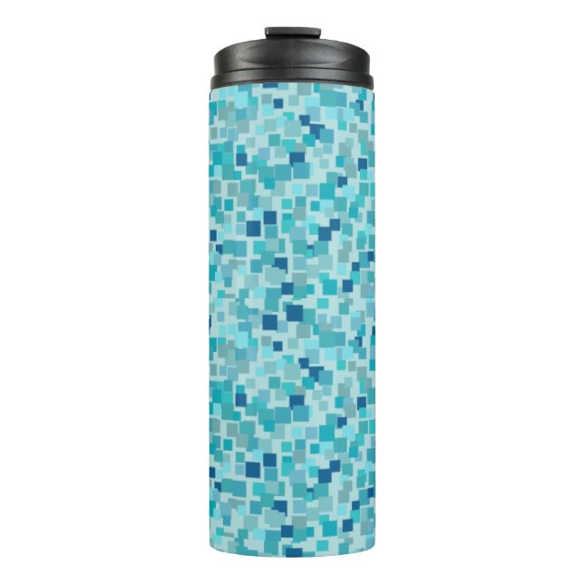 Termo Tumblador térmico del mosaico azul retro (Anverso)