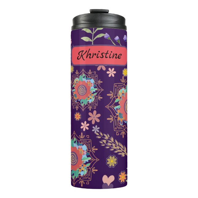 Termo Tumblador térmico floral personalizado calssico (Anverso)
