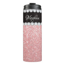 Tumblador térmico personalizado de diamante rosado