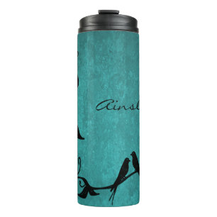 Termo Tumblador térmico personalizado de Lovebirds verde