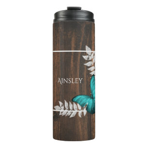 Termo Tumblador térmico personalizado de mariposa Verde