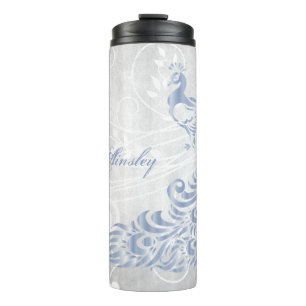 Termo Tumblador térmico personalizado de pavo real azul 