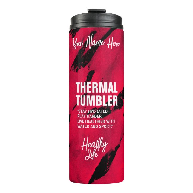 Termo Tumblador térmico rosa negro de pincel (Anverso)