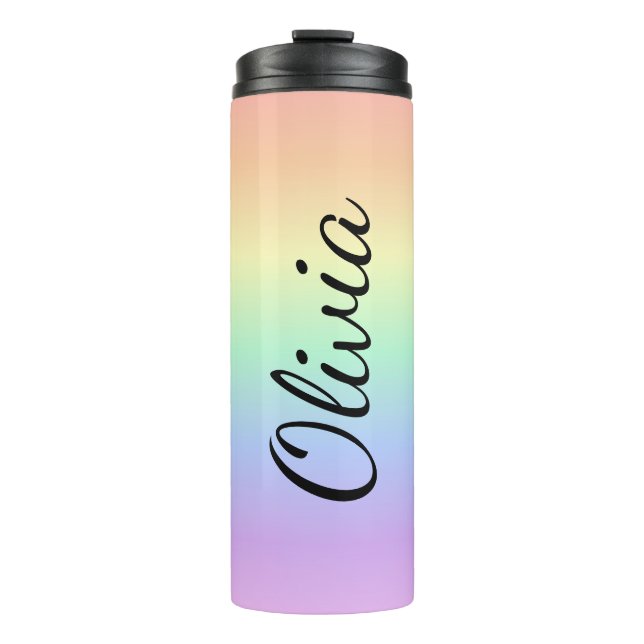 Termo Tumbler arcoiris personalizado con nombre (Anverso)