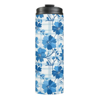 Termo Tumbler azul de invierno de Gingham