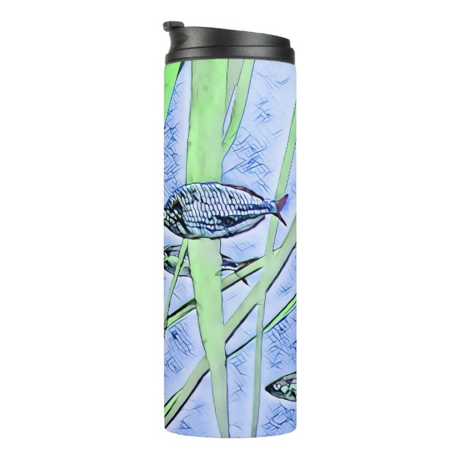 Termo Tumbler con diseño de peces (Rotado hacia la derecha)