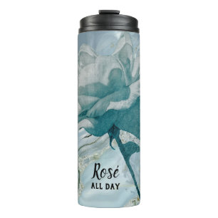 Termo Tumbler con Rosa turquesa
