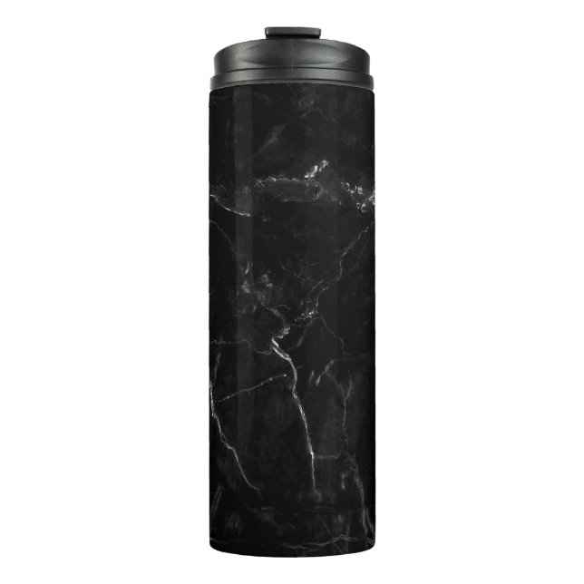 Termo Tumbler de acero inoxidable de mármol negro (Anverso)