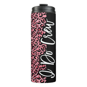 Termo Tumbler de bachillerato de leopardo rosa y negro d