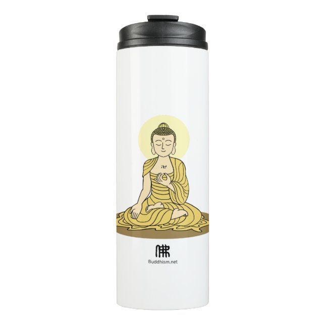 Termo Tumbler de Buda de la Serenidad Dorada (Anverso)