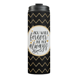 Termo Tumbler de cotizaciones con patrón negro y oro
