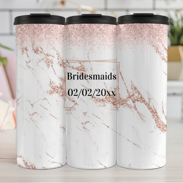 Termo Tumbler de damas de honor: Elegancia de oro Rosa (Subido por el creador)