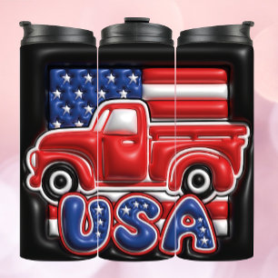 Termo Túmbler de efecto inflado 3d de USA America trucj