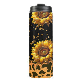 Termo Tumbler de impresión de animales de girasol