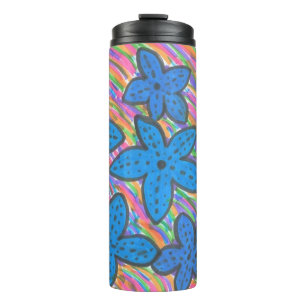 Termo Tumbler de impresión de arcoiris de estrella azul