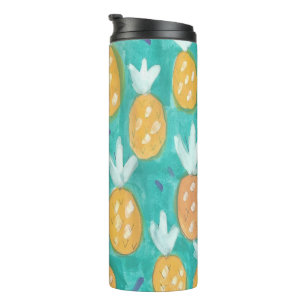 Termo Tumbler de impresión de piñas verde azuladas y ver