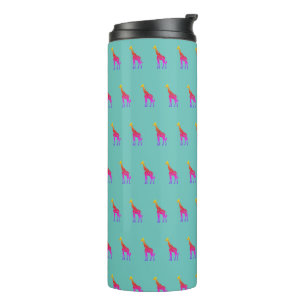 Termo Tumbler de jirafa arcoiris - fondo de Aqua