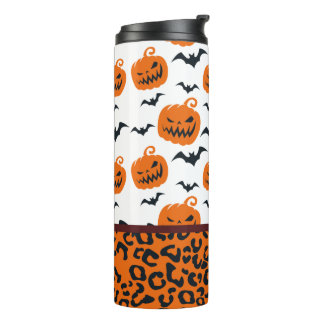 Termo Tumbler de leopardo de las calabazas de Halloween