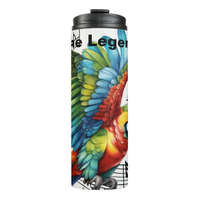 Termo Tumbler de loro musical personalizado, (Anverso)