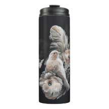 Tumbler de lujo con pájaro, flores, plumas 1