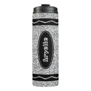 Termo Tumbler de nombre personalizado Crayon Purpurina p