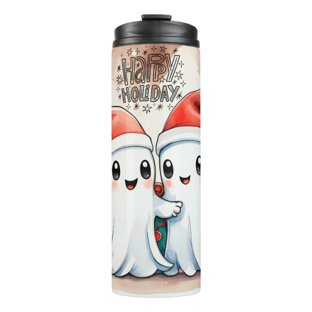 Termo Tumbler de pareja fantasma de Navidades educados:  (Anverso)