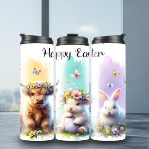 Termo Tumbler de Pascua de Vaca en la moda Brushstrot