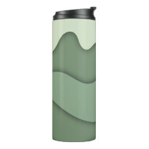 Tumbler de Patrón de Onda Abstracto Verde Salvia