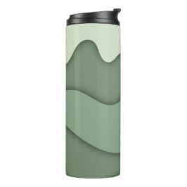 Termo Tumbler de Patrón de Onda Abstracto Verde Salvia