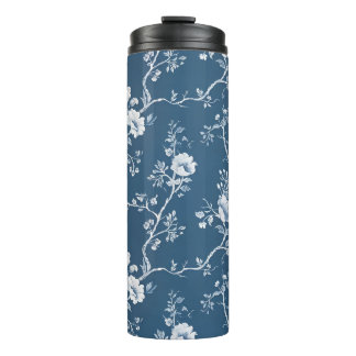 Termo Tumbler de rosa azul y blanco nimilenario