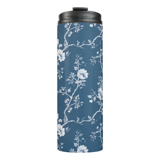 Termo Tumbler de rosa azul y blanco nimilenario (Anverso)