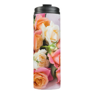 Termo Tumbler de Rosas de nombres personalizados